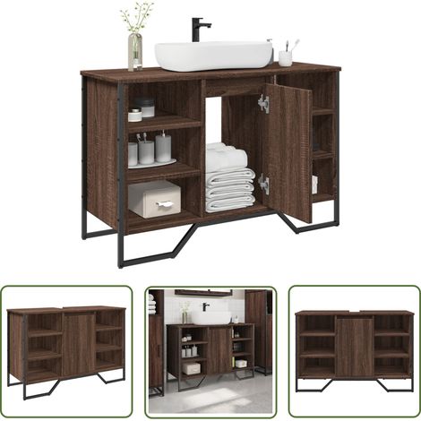 vidaXL Armoire lavabo de salle de bain chêne marron 91x35x60 cm (1/5)