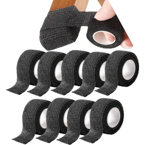 Patins en feutre autocollants - Protections de sol pour pieds de chaise - Bandages pour pieds de chaise - 2,5 cm x 4,5 m, Noir, Rouleau de 10 (1/5)