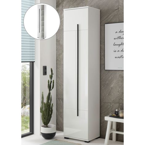 Badezimmer Hochschrank CHARLESTON-61 in Hochglanz weiß, B/H/T: ca. 45/200/35 cm (1/5)