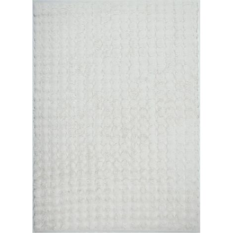 Tapis shaggy 80 x 150 cm, Blanc, noir et beige, faux uni sobre, poil long shaggy moelleux, finition soignée pour un usage quotidien