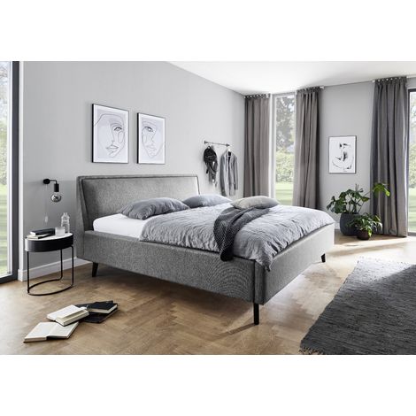 Meise Möbel Stauraumbett Frieda 160x200 cm Bettkasten & Lattenrost Webstoff Grau Holzfuß schwarz (1/5)