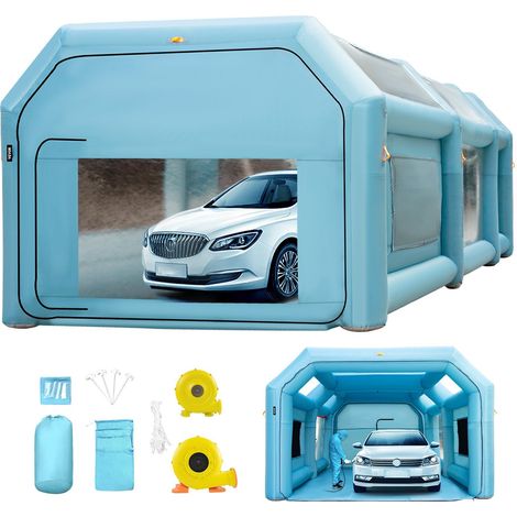 Tente de peinture gonflable portable 792,48 x 457,2 x 304,8 cm, cabine de pulvérisation avec filtre à air et 2 ventilateurs, abri pour voiture, garage de stationnement (1/5)