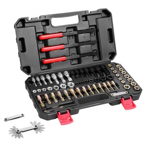 Gewindewiederherstellungswerkzeug UNC & UNF & metrisch Gewinde Reparatur Satz 61-teilig, Nachgewinde-Werkzeugsatz mit Gewindebohrern Schneideisen Gewindefeilen für Mechaniker und Heimwerker (1/5)