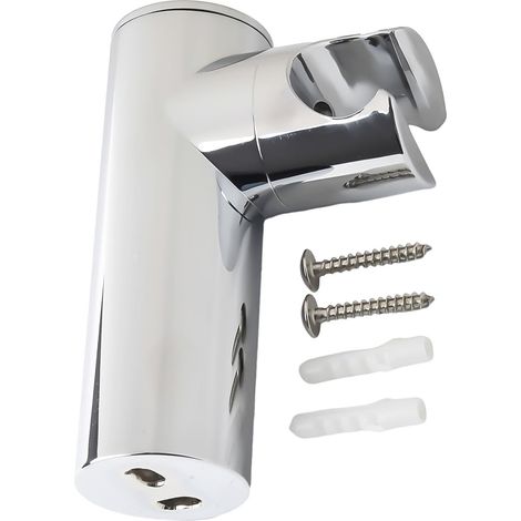 Support mural réglable pour pommeau de douche à main - Rehausse en plastique ABS chromé avec vis - Usage salle de bain/camping-car 100 x 66 mm (1/5)