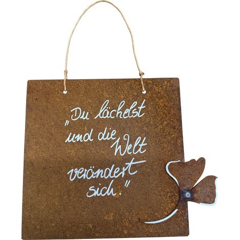 Rost Deko Spruchtafel "Du lächelst...." - eine Geschenkidee für Menschen, die man liebt (1/4)