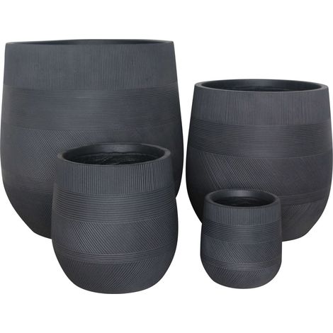 Vasi Per Piante Rotondi Da Interno Ed Esterno Set Da 4 Dimensioni Moderni Vaso Di Design In Resina Colore Taupe , G.57x57x57/M.43,5x43,5x43,5/P.31,5x31,5x31,5/xS.20,5x20,5x20,5 (1/3)