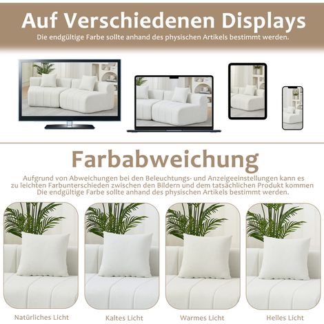 Canapé modulable courbé en chenille beige, gain de place pour salon, chambre, bureau FloraGrace (1/5)