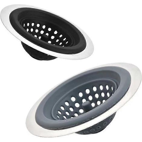 Kit de cuisine en acier inoxydable et silicone, 2 filtres et égouttoirs pour évier (1/5)