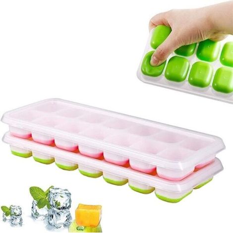Lot de 2 bacs à glaçons avec couvercle / 28 glaçons multicolores - AquaForge (1/5)