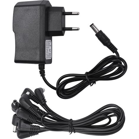 Adaptateur secteur pour pédale d'effet guitare avec câble d'alimentation en série à 8 voies coudé (1/2)
