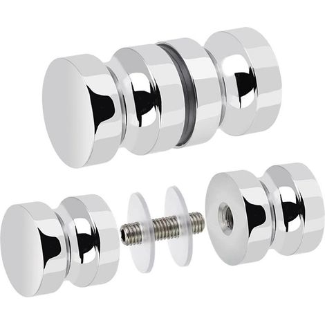 Poignée de porte douche en acier inoxydable – Diamètre 3 cm – Hauteur 6,3 cm – Pour verre 4 à 12 mm – Installation facile (1/5)