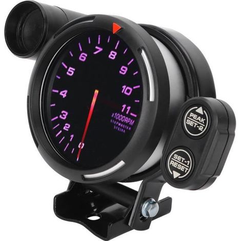 Ashata Jauge tachymétrique RPM Tachymètre de Voiture 3,15 po 80mm Compteur Jauge RPM 7 Couleurs Haute Sensibilité Instrument (1/4)