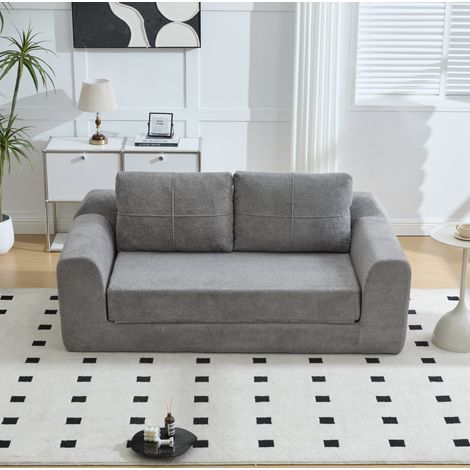 Canapé-lit pliable 179x95x79 cm gris foncé en tissu effet velours avec coussins (1/5)