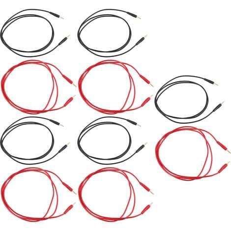 Lot de 5 câbles de test banane mâle mâle 2mm 30V AC 60V DC 10A en laiton PVC pour électronique (1/5)