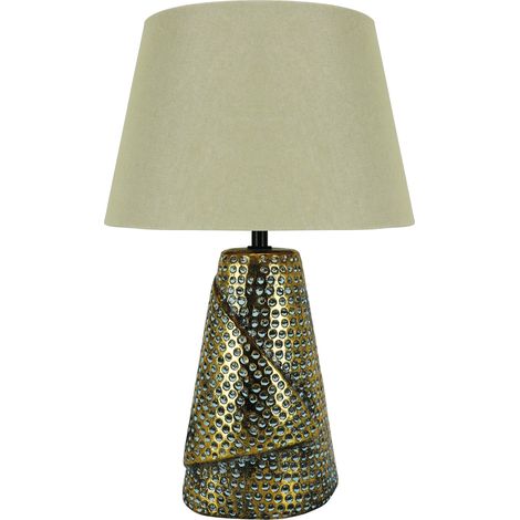 Lámpara de mesa color oro beige 40W Magda E27 Ideus 03963 (1/2)
