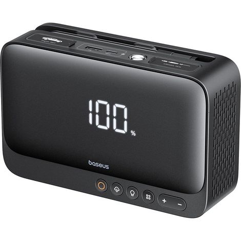 Avviatore di emergenza 4 in 1 600 A con torcia, power bank da 6000 mAh, compressore Super Energy - nero (1/5)