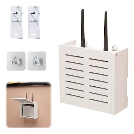 Boîtier de rangement pour routeur sans perçage, support mural pour décodeur TV, support de blindage Wi-Fi pour salon, petite grille d'aération (1/5)