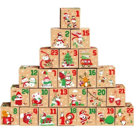 Set of 24 DIY Advent calendars with boxes, small Christmas candy boxes with pretty design, 2026 craft calendar (1/5)