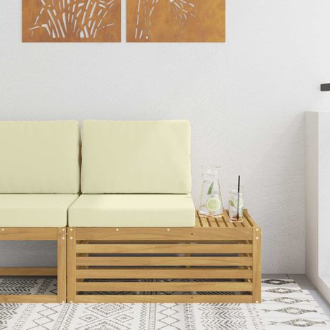 vidaXL Unités de sofa sectionnel d'extérieur Blanc et crème