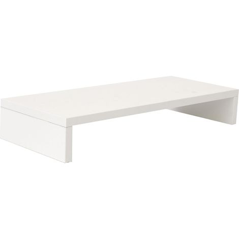 Rehausseur D'écran en Bois Blanc pour Bureau Support de Rangement, Capacité de Charge Élevée et Soulagement des Douleurs Cervicales (1/5)