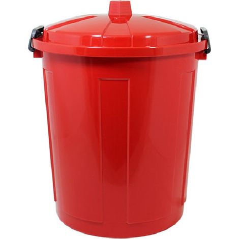 Bidone con coperchio chiuso grande 50 Lt antiodori o randagismo rosso pattumiera da interno o esterno casa giardino locali commerciali (1/4)