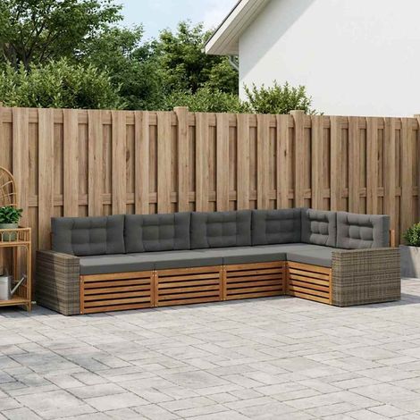 vidaXL Outdoor-Sofagarnitur 5 pcs Natur und Anthrazit (1/5)