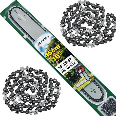 GUIDE-CHAÎNE POUR SCIE À ESSENCE + 2 CHAÎNES 45 cm 16'' 57 1,3 3/8 (1/5)
