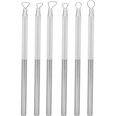 6 Pièces Accessoires de Sculpture en Alliage D'aluminium Gravure Sculpture Grattoir Argile Poterie Ensemble D'outils avec Poignée, pour Boue, Grattage D'argile, Gaufrage, (1/5)