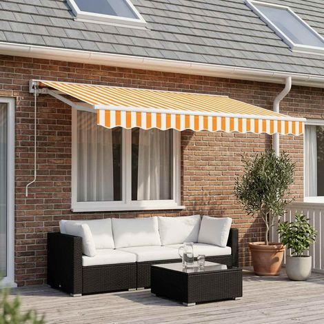 vidaXL Tela de repuesto para toldo amarillo y blanco 300x250 cm poliéster (1/5)