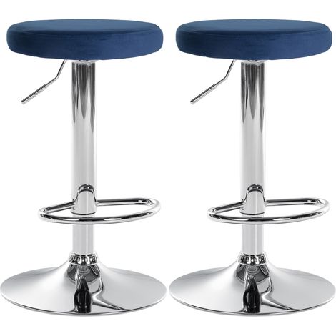 Set di 2 sgabelli da bar Ponte velvet blu Metallo in look cromato