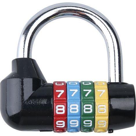 Cadenas Noir à Combinaison 4 Numéros - antivol Velo - Armoire Exterieur - Armoire Jardin - Boîte à Outils - Cadenas Moto - Serrure Porte Interieure (1/5)