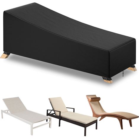 Wolketon Gartenliegen-Schutzhülle 420D Oxford wasserdicht UV-beständig schwarz/silber 200x75x40/70 cm