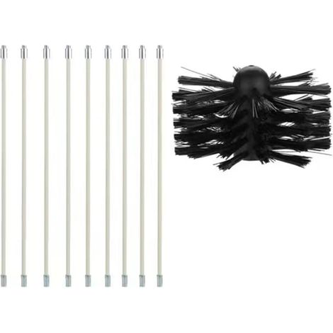 Kit Brosse de Cheminée, Outil Nettoyage pour Cheminées Brosse Kit de Ramonage Ccontient 9 (40cm Tiges Flexibles et 1 (100mm) Tête de kit de ramonage du Poêle à Granulés pour Poêle à Pellet