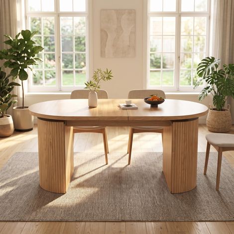 FurnitureR Natural Wood Extendable Dining Table 120 to 160x80cm Storage (1/5)