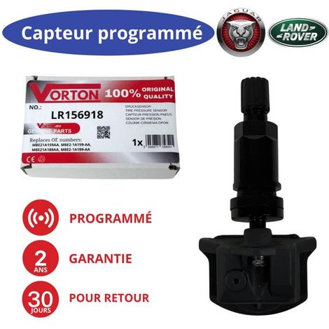 Sensore pressione pneumatici TPMS preprogrammato 433MHz nero - Jaguar / Land Rover (LR156918, M8E2-1A189-AA)