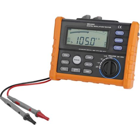 Testeur de résistance d'isolement, PEAKMETER PM5205 Calcul automatique Compteur de tension CA et CC Testeur de résistance de terre d'automate Mégohmmètre Affichage analogique numérique 0.MΩ-100GΩ 25 (1/5)