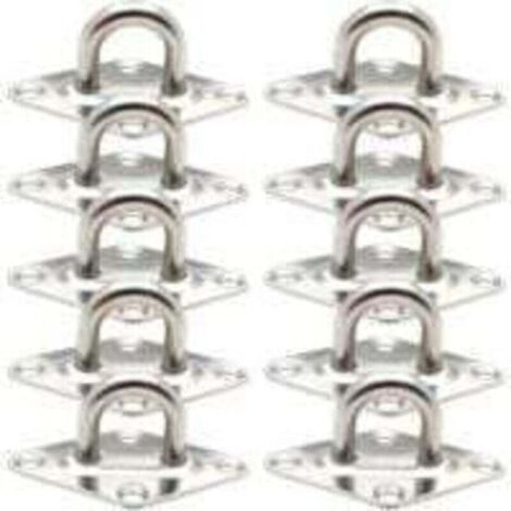 10 Pièces Fixation Anneau d'arrimage, Pontet INOX Oeil Plaques, Crochet d'arrimage Remorque Plaque Oeillet Acier Inoxydable 304 pour Fixer des Remorques Camions Bateaux Kayaks (60 x 36 mm,M5)