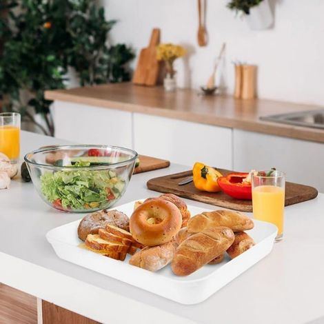 Lot de 3 plateaux de service en plastique 31 x 22 x 4 cm Grands plateaux de service pour fête sans BPA Réutilisables Pour (1/5)