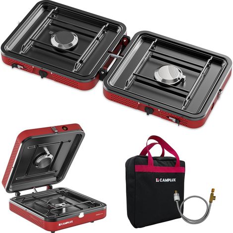 Réchaud de Camping à 2 Brûleurs, Réchaud à Gaz Portable, Compatible avec Cartouches de Gaz Standard, 28-30 mbar, Idéal pour le Camping, la Randonnée et les Pique-niques (1/5)