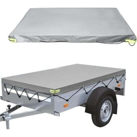 Flache Anhängerabdeckung 214 x 122 cm – Wasserdicht, 420D PVC – Schutz für Anhänger bis 750 kg – Passgenaue Abdeckung, grau (1/5)