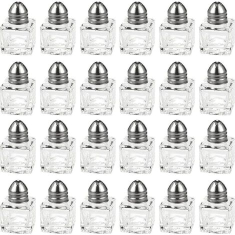 Ensemble de 24 mini salières et poivrières (verre et acier inoxydable, 15 ml) (1/5)