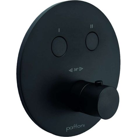 Thermostat-Außenteil für Einbaudusche mit 2 Funktionen in Mattschwarz Paffoni Compact Box CPT018NO matt-schwarz (1/3)