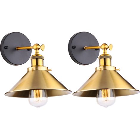 E27 Applique Murale Industrielle Rétro Lampe Murale Réglable Éclairage Murale Intérieur Ø22CM Or - 2Pcs (1/4)