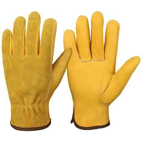 Gants de Jardinage en Cuir de Vachette - Flexibles Cuir Gants de Travail - Résistants aux Épines Gants de Jardinage Gants de Soudeur pour Homme et Femme (1/5)