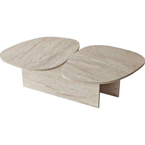 Couchtisch aus Holz "Stones" 125 x 60 x 38 cm - Travertin