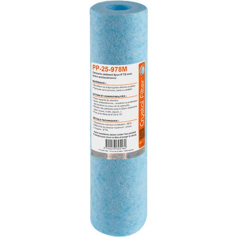 Cartouche PP-25-978M sédiment SPUN 9''7/8 - filtre 25µm - Antibactérien - Crystal Filter® (1/2)