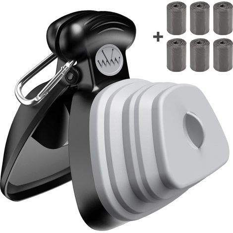 Pet Pooper Scooper, Portable Poop Scoop pour Chien Chat avec Distributeur de Sac, Portable Outil De Nettoyage de Pelles pour Animaux pour Maison ou Extérieur (6 Rouleau de Sacs à Déchets Inclus) (1/5)