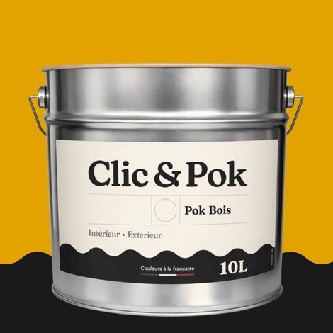 Peinture Bois Extérieur – POK BOIS - 10L - RAL 1032 - Jaune genêt- Résistante aux intempéries - Ne s'écaille pas