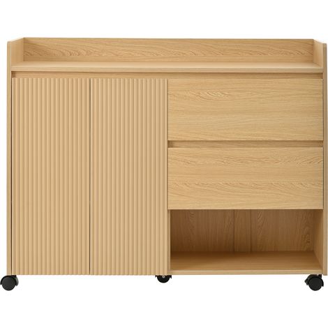 Zapatero móvil con ruedas con freno MDF natural 110 x 35 x 86 cm HOMVRA (1/5)