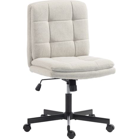 Sedia da ufficio, con braccioli, in lino, 66 x 51 x 100 cm, grigio chiaro (1/5)